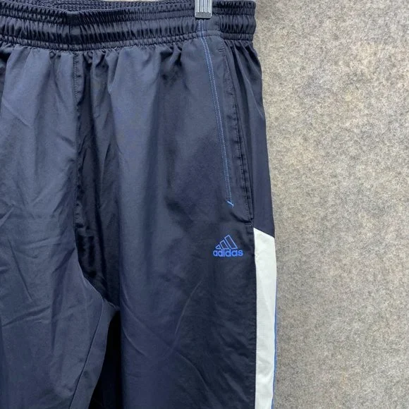 Adidas Sweatpants Men Large Blue Navy Athletic Outdoors Polyester Gym Vintage - Picture 3 of 13